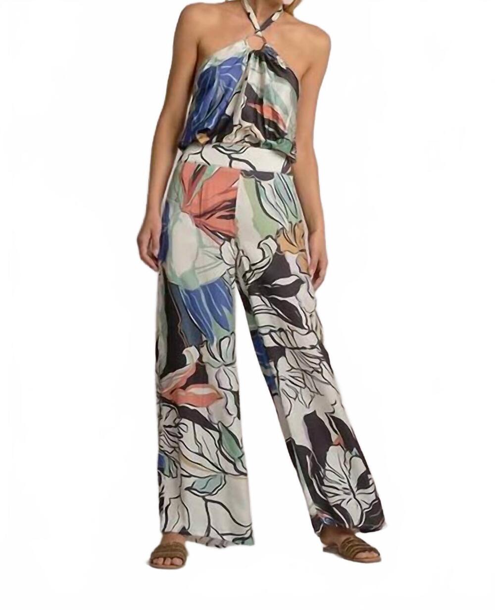 NEW ELAN botanical resort pants in multicolor